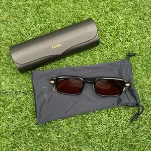 Cartier Premiere de Cartier Rectangular Sunglasses Black Gold